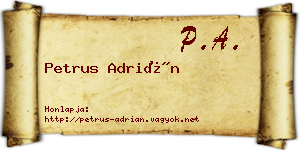 Petrus Adrián névjegykártya